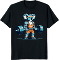 Fitness Gym Koala Bodybuilding weightlifting t-shirt with cartoon koala lifting weights - black