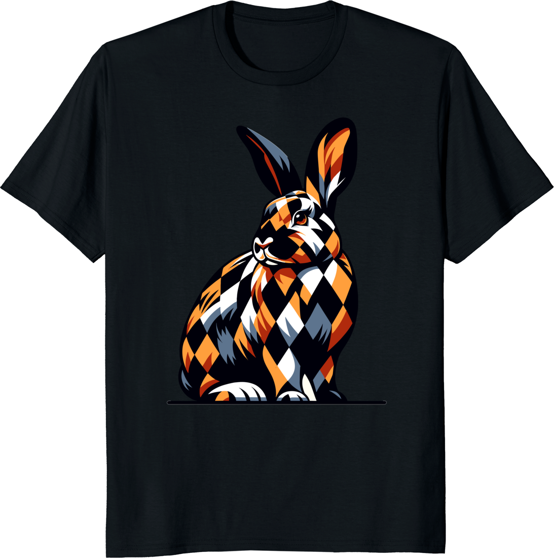 Rabbit lovers graphic tee with rabbit illustration on a t-shirt - black