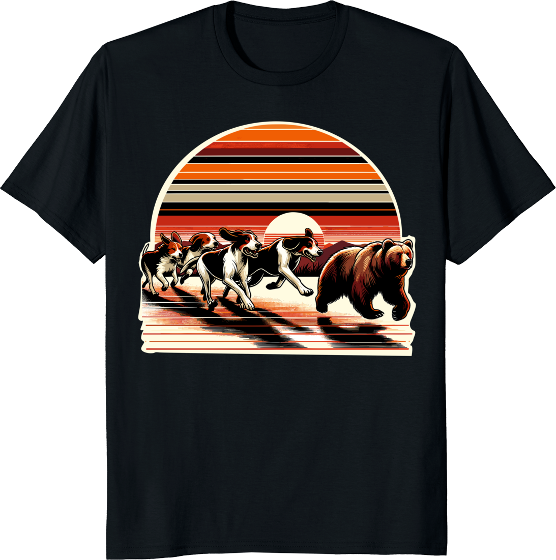 Retro hunting bear dog hound t-shirt with vintage illustration - black