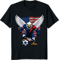 American soccer vintage eagle graphic on a standard T‑shirt - black