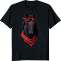 Black horse wearing a bow bandana on a t-shirt - black