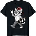 Funny cat rocking a skateboard graphic on a t-shirt - black