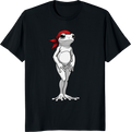 Frog Mom t-shirt with red bow bandana design - black