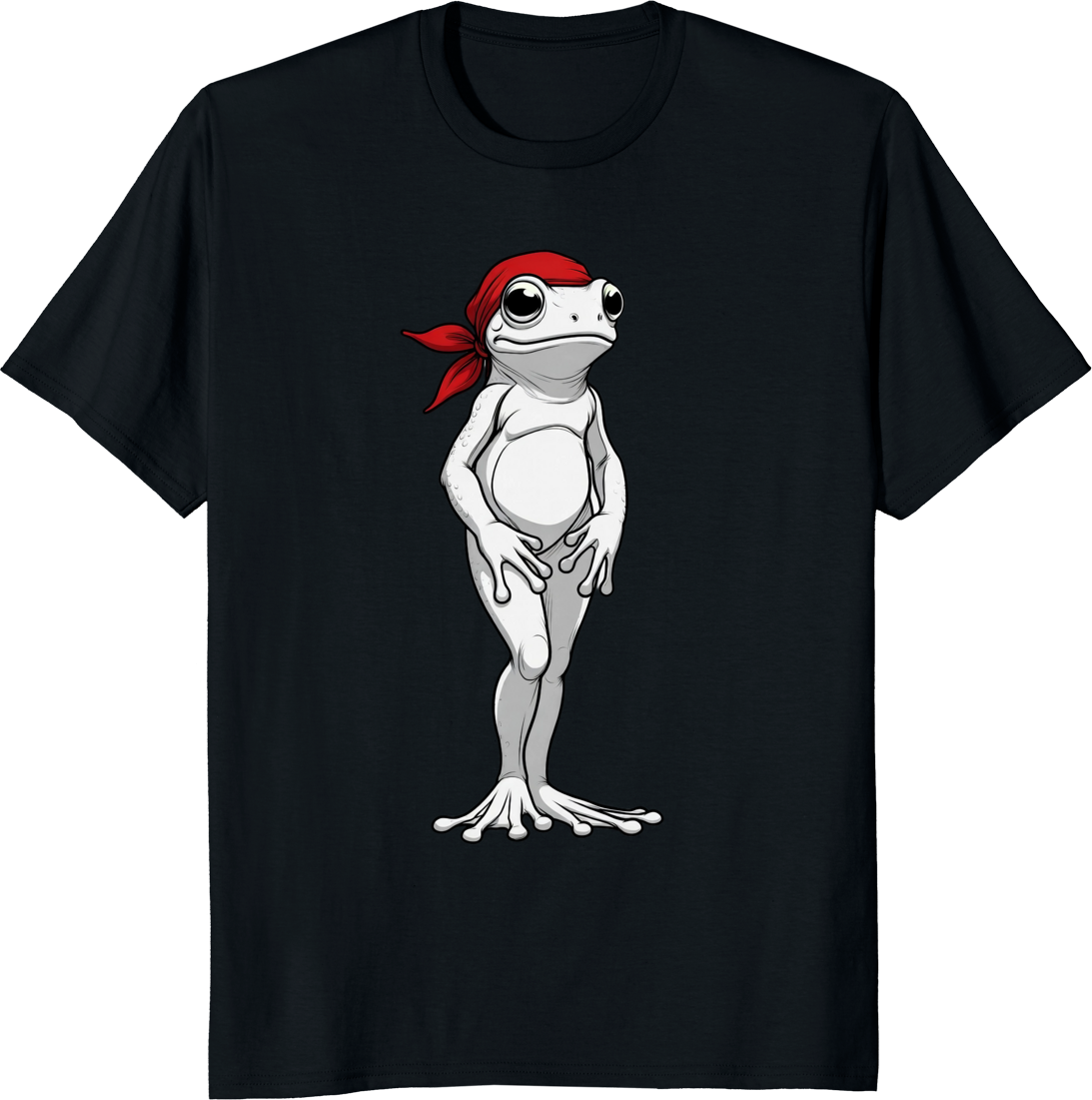 Frog Mom t-shirt with red bow bandana design - black