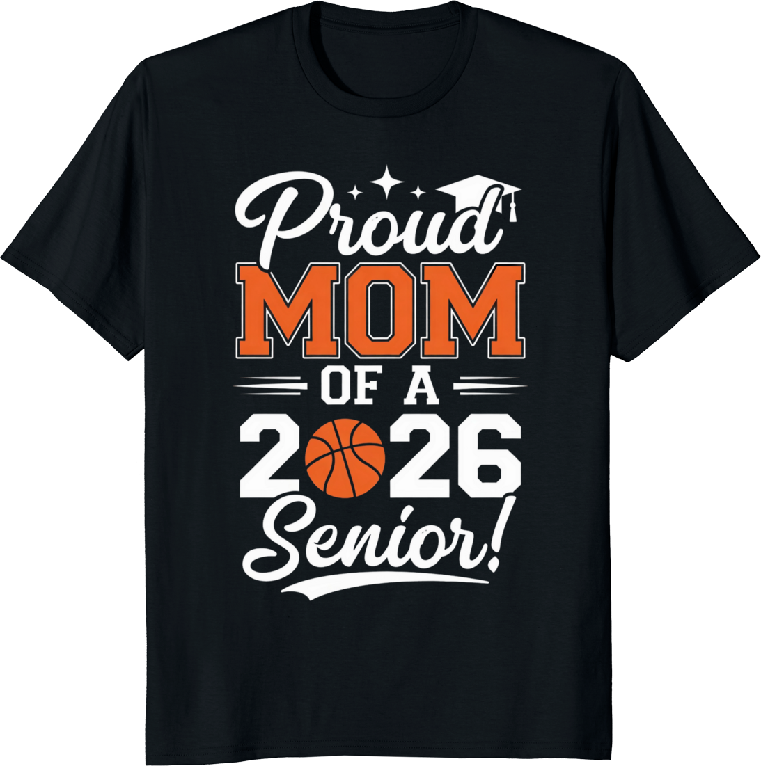 Senior basketball graduation proud mom t‑shirt design - black