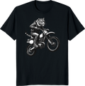 Funny vintage tiger riding a dirt bike on a motocross track – T-shirt design - black