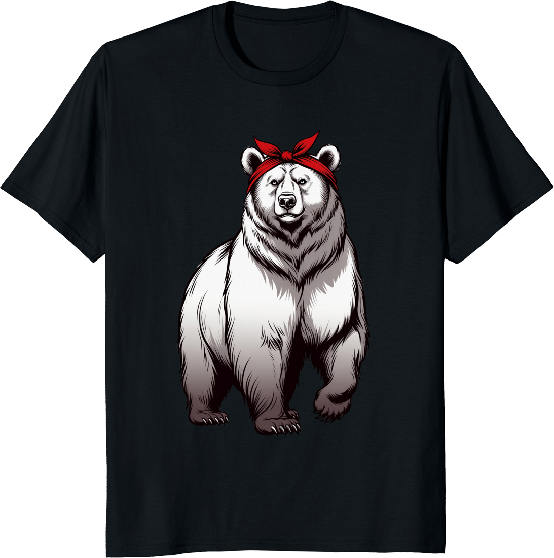 Funny bear mom t-shirt with bear wearing a bandana design - black