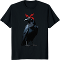 Crow mother wearing a red bow bandana on a t-shirt - black