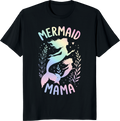 Mermaid Mama vintage t-shirt design featuring whimsical mermaid and motherly artwork for women. - black