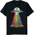 Funny dachshund with UFO rainbow graphic on a t-shirt - black