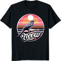 Funny gray catbird illustration on a white t-shirt - black