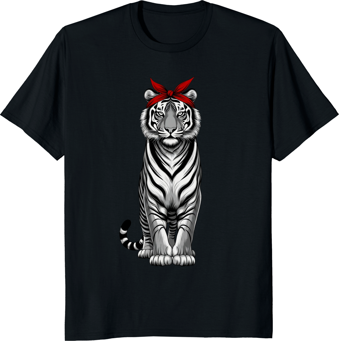 Vintage tiger mom tee with bow bandana graphic on a t-shirt - black
