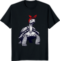 Funny turtle mom t-shirt with red bow bandana design - black