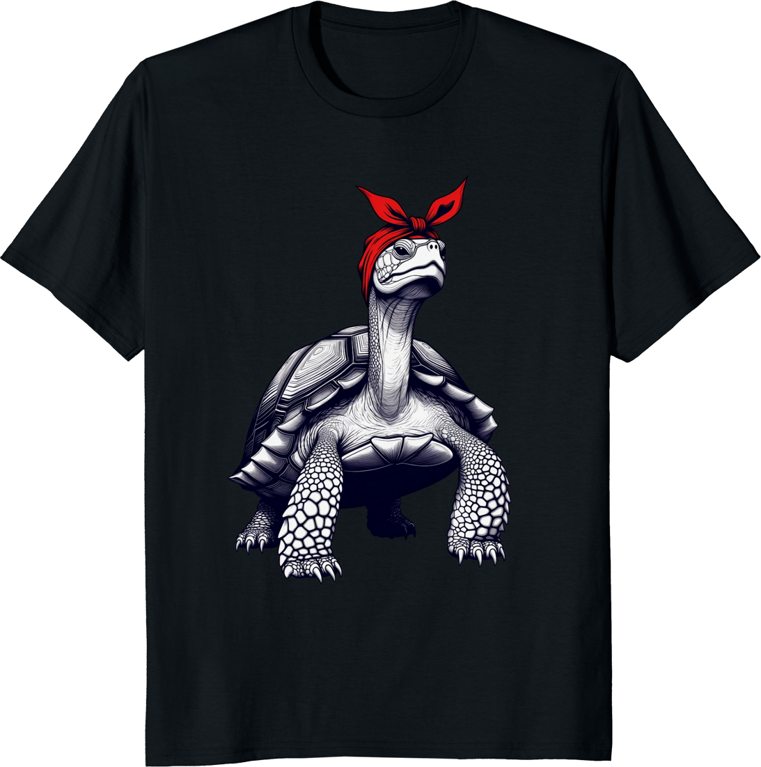Funny turtle mom t-shirt with red bow bandana design - black