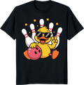 Funny duck holding a bowling ball graphic on a t-shirt. - black