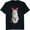 Funny cat wearing a bow bandana on a t-shirt - black