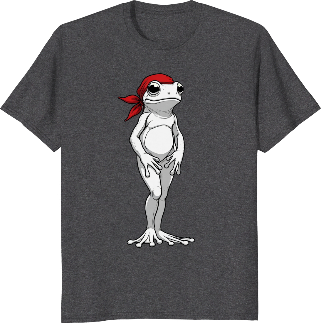 Frog Mom t-shirt with red bow bandana design - dark heather