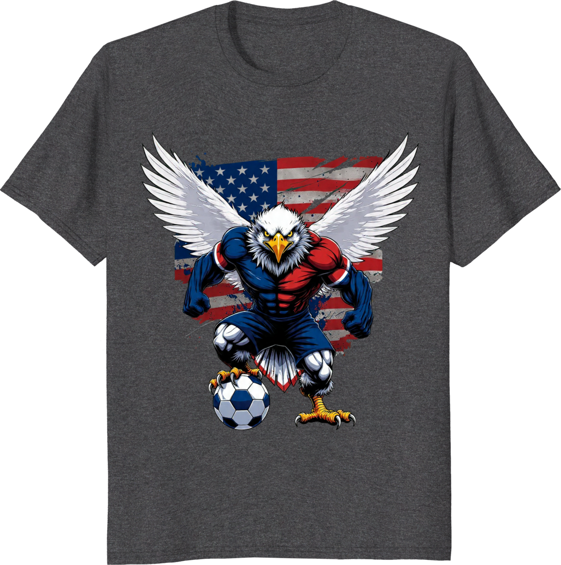 American soccer vintage eagle graphic on a standard T‑shirt - dark heather