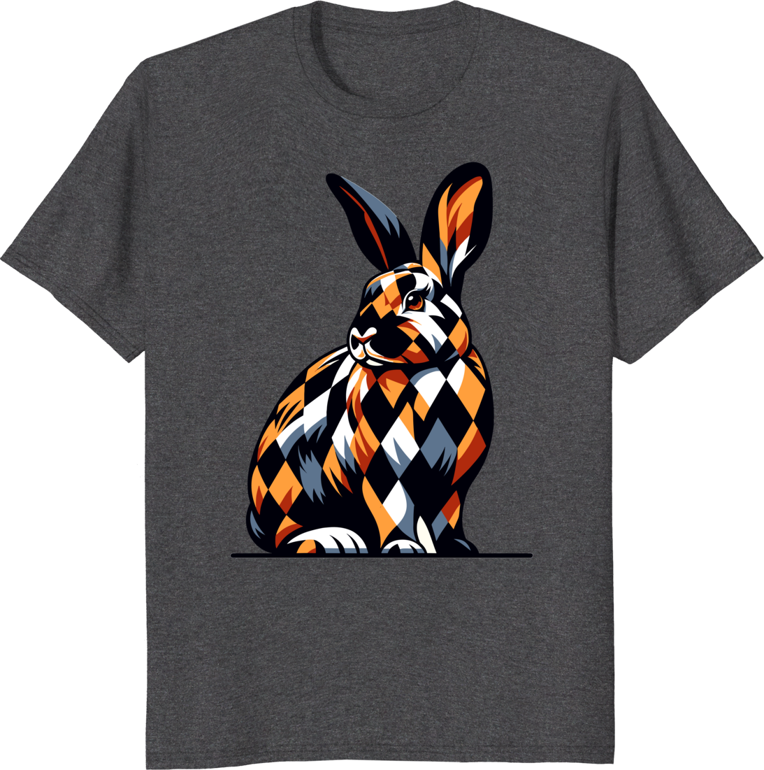 Rabbit lovers graphic tee with rabbit illustration on a t-shirt - dark heather
