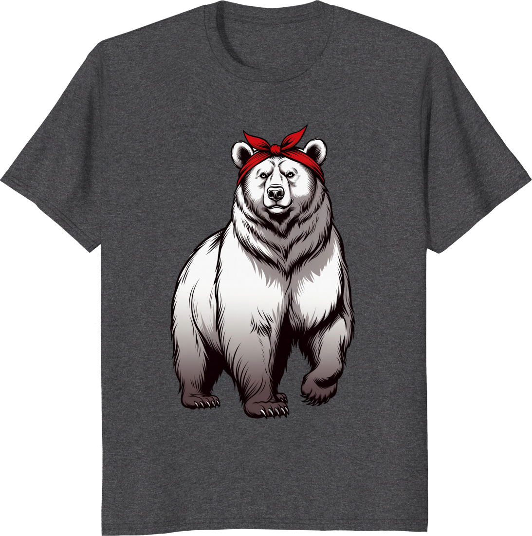 Funny bear mom t-shirt with bandana graphic - dark heather
