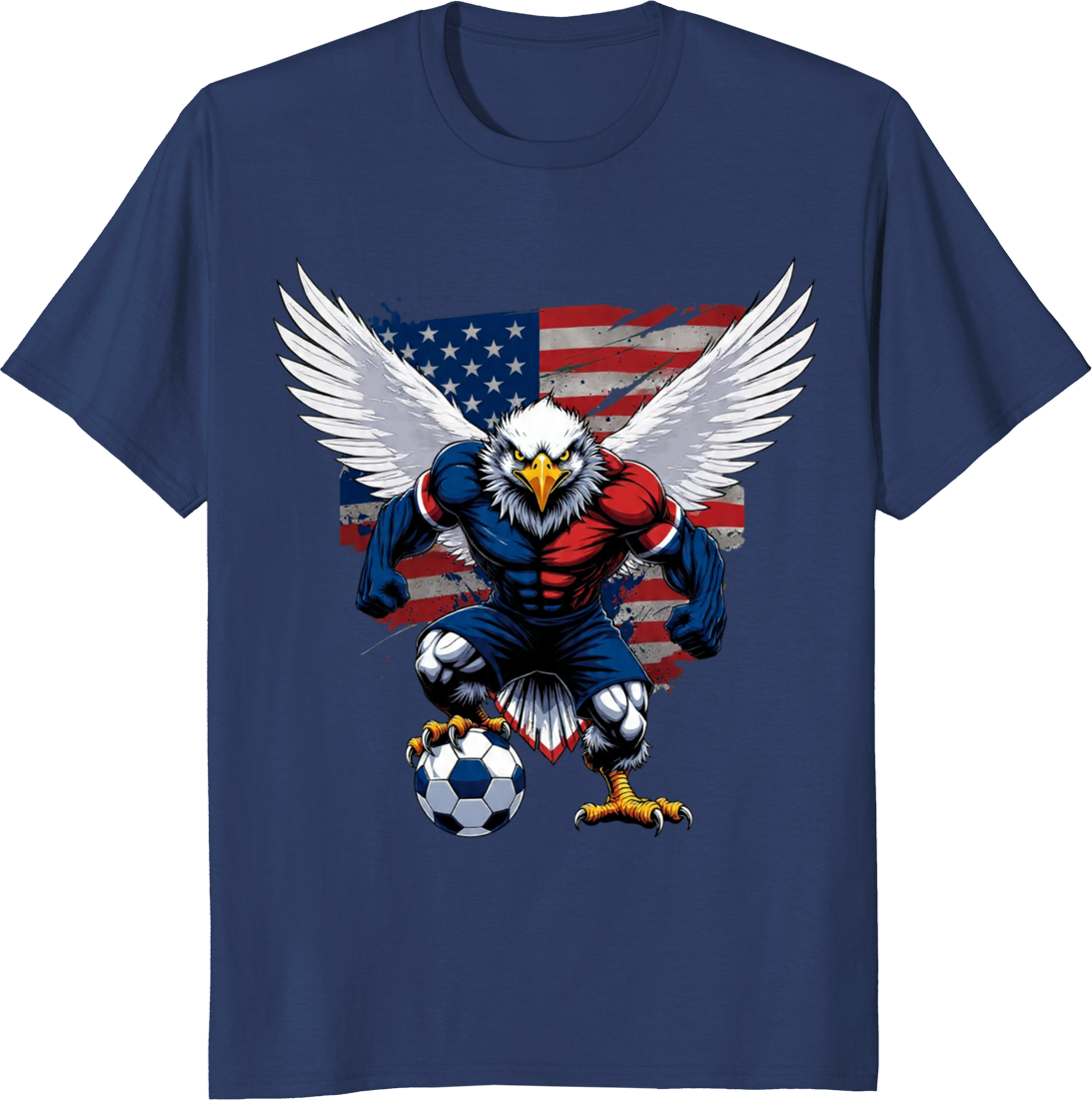 American soccer vintage eagle graphic on a standard T‑shirt - navy
