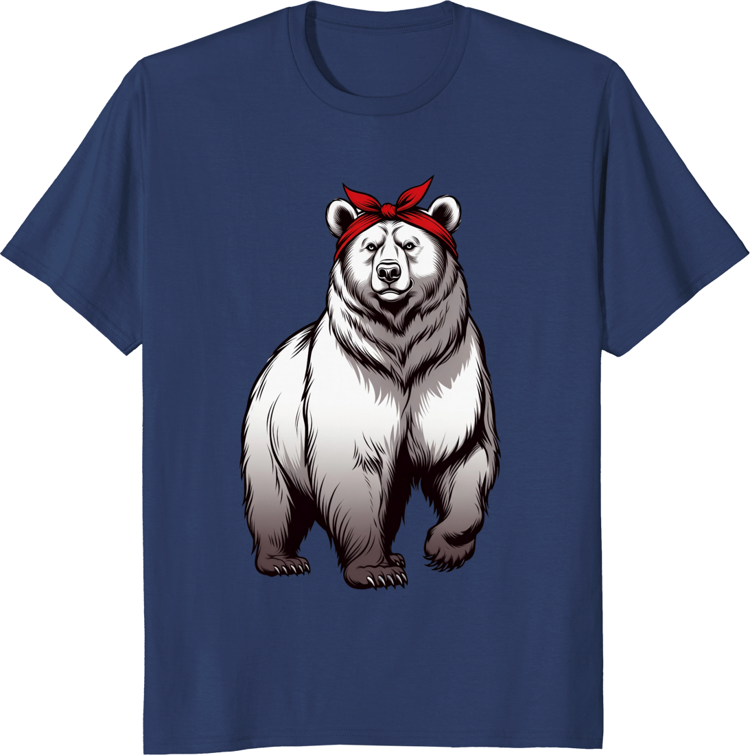 Funny bear mom t-shirt with bandana graphic - navy
