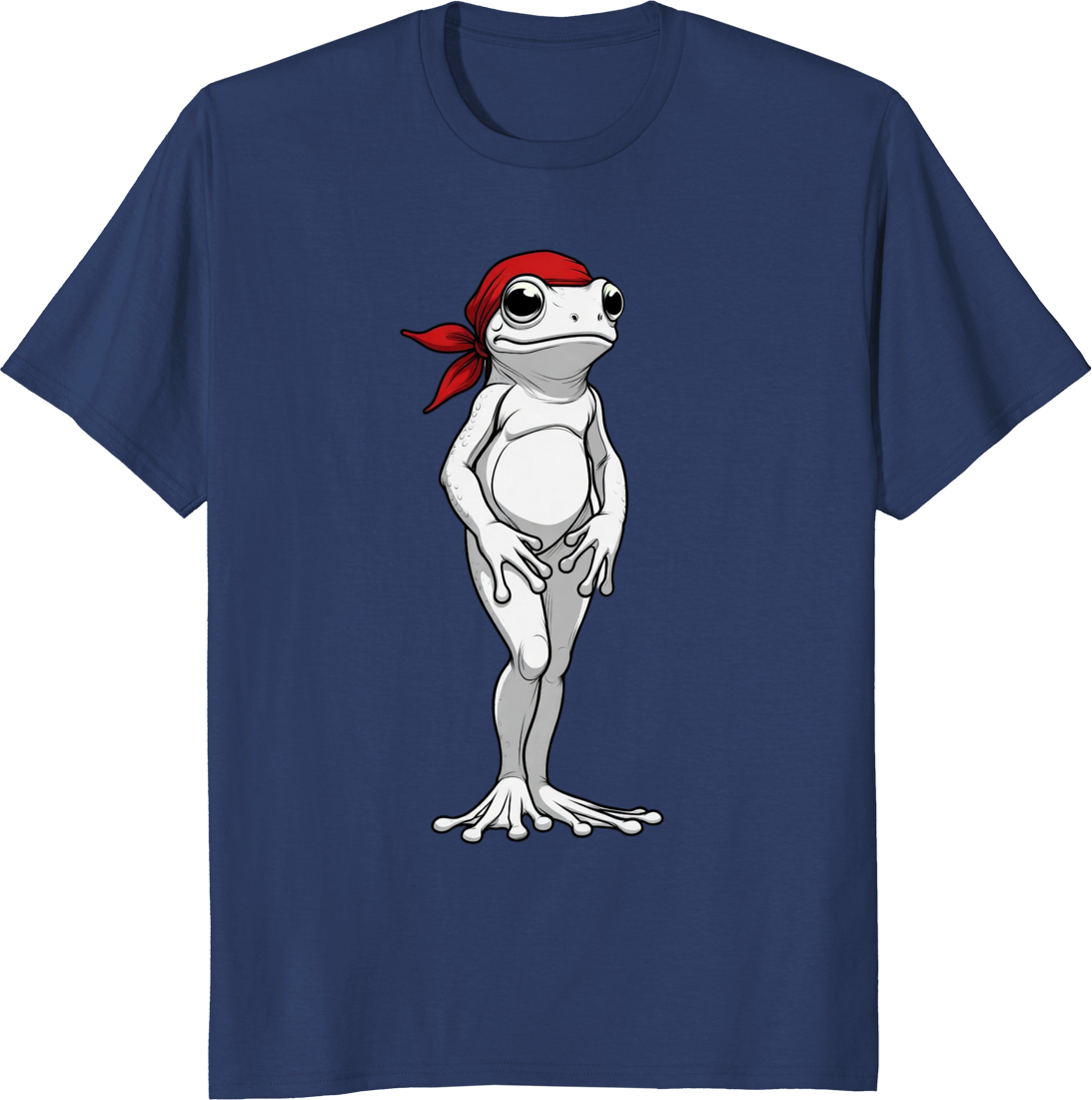 Frog Mom t-shirt with red bow bandana design - navy