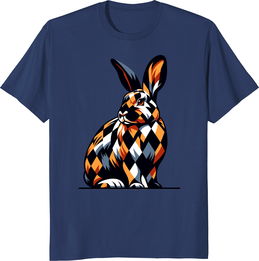 Rabbit lovers graphic tee with rabbit illustration on a t-shirt - navy