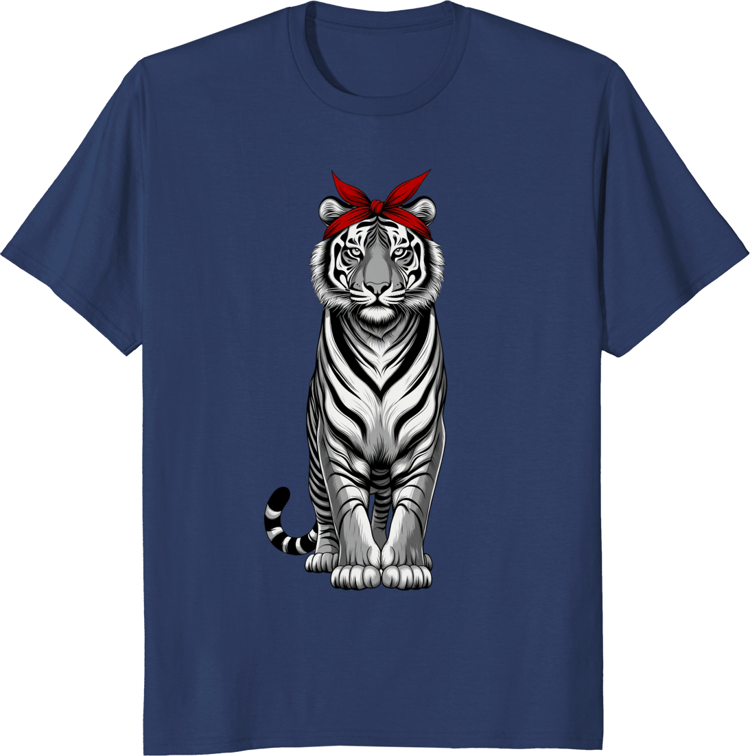 Vintage tiger mom tee with bow bandana graphic on a t-shirt - navy