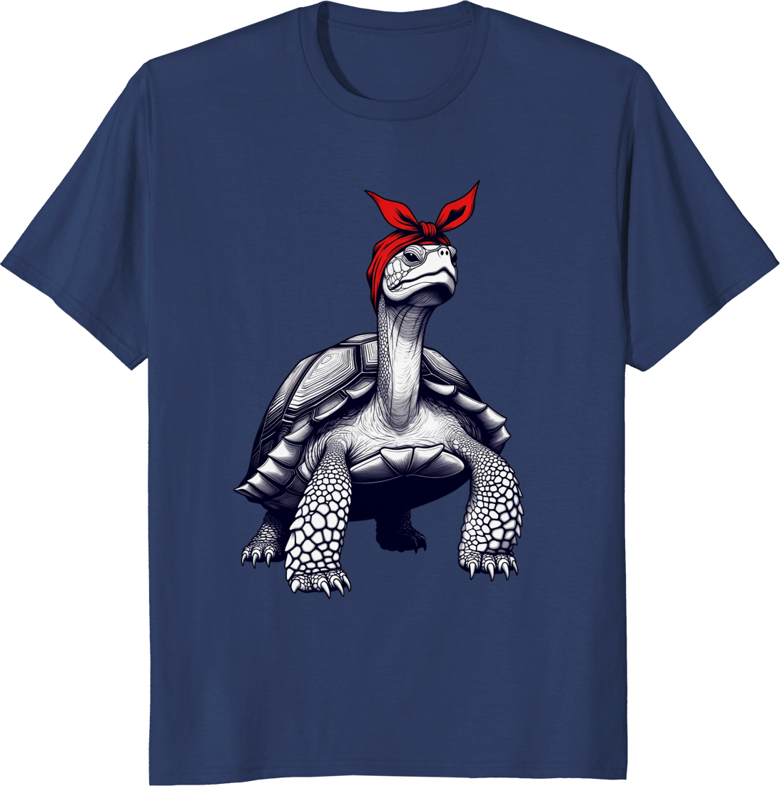 Funny turtle mom t-shirt with red bow bandana design - navy