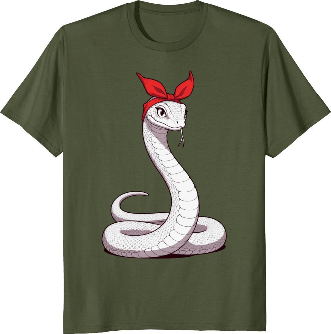Funny snake mother t-shirt with vintage cobra graphic - olive