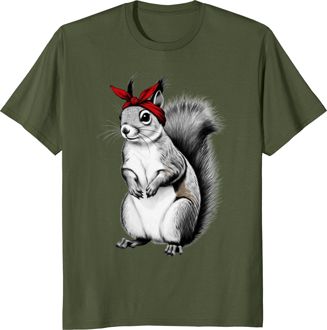 Funny mom t-shirt with chipmunk and vintage squirrel design for Mother's Day - olive