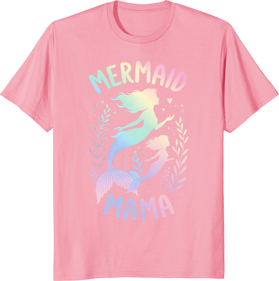 Mermaid Mama vintage t-shirt design featuring whimsical mermaid and motherly artwork for women. - pink
