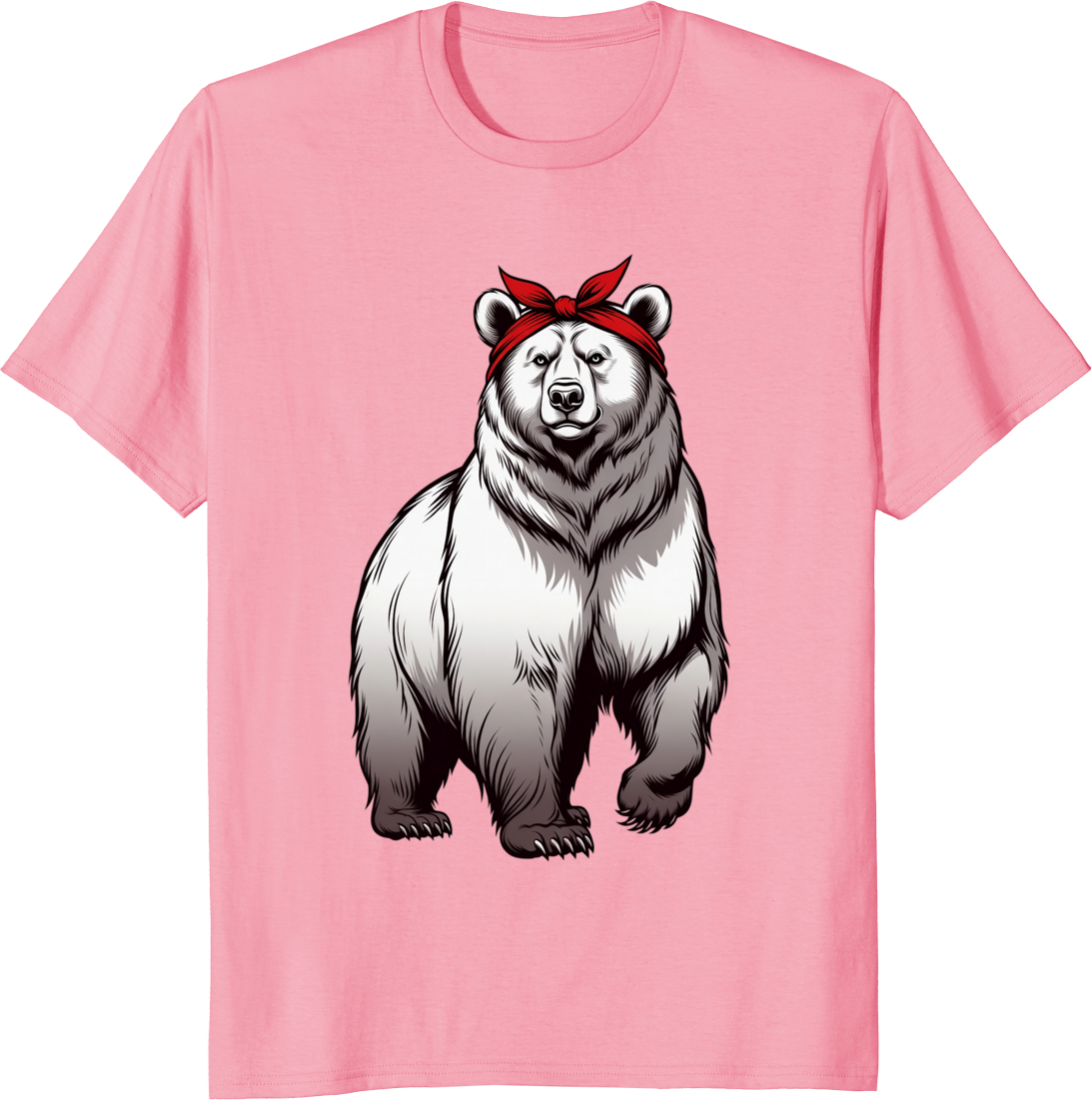Funny bear mom t-shirt with bear wearing a bandana design - pink