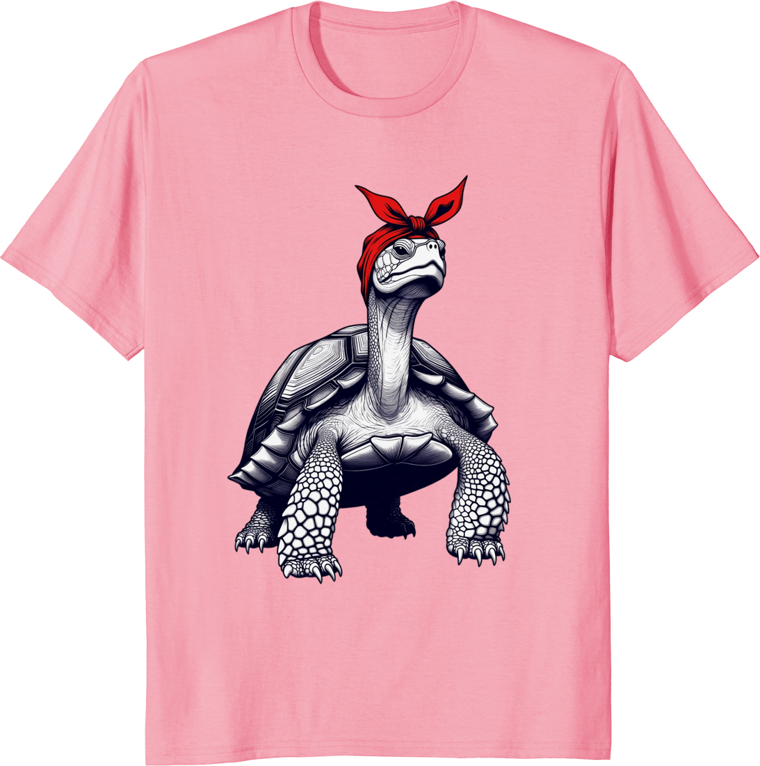 Funny turtle mom t-shirt with red bow bandana design - pink