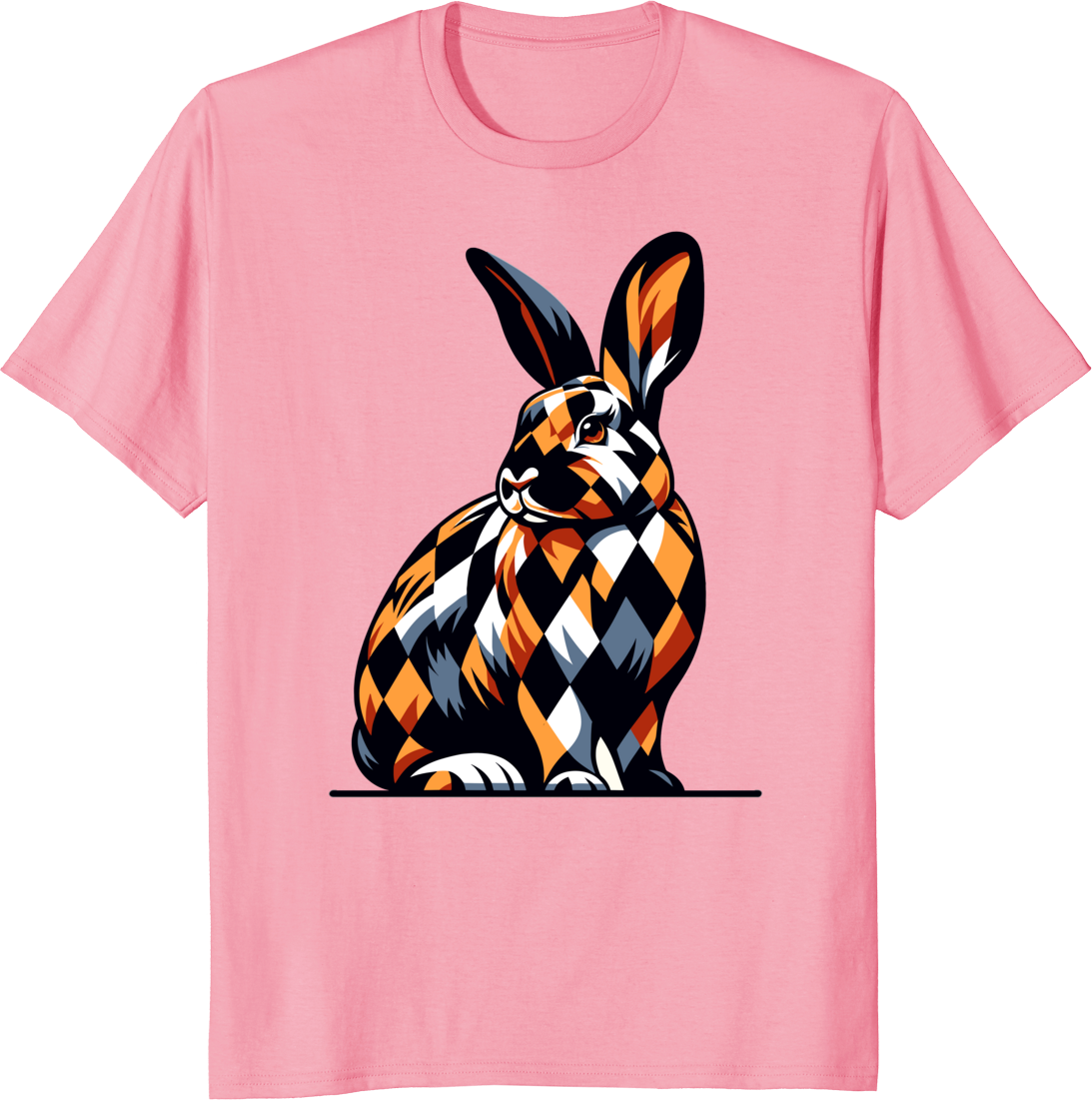 Rabbit lovers graphic tee with rabbit illustration on a t-shirt - pink