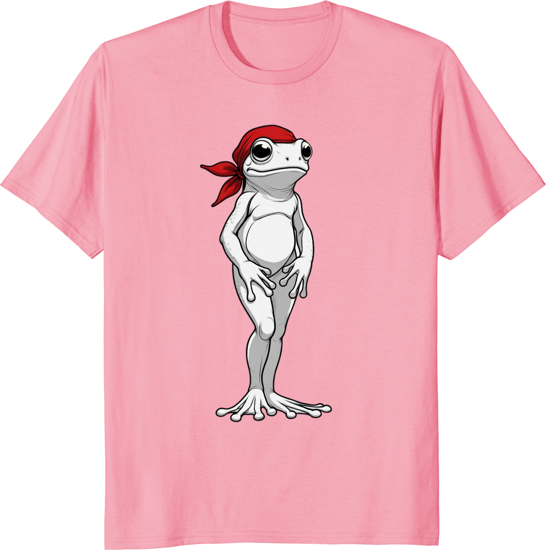 Frog Mom t-shirt with red bow bandana design - pink