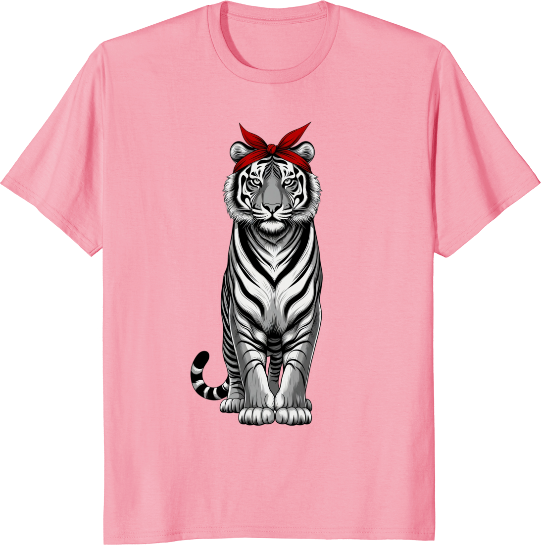 Vintage tiger mom tee with bow bandana graphic on a t-shirt - pink