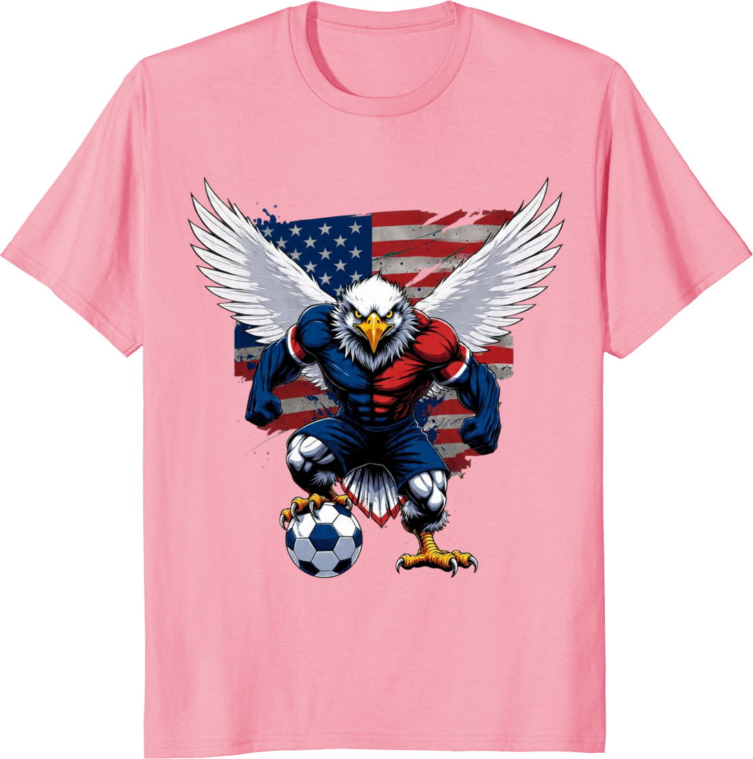 American soccer vintage eagle graphic on a standard T‑shirt - pink