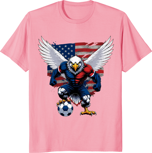 American soccer vintage eagle graphic on a standard T‑shirt - pink