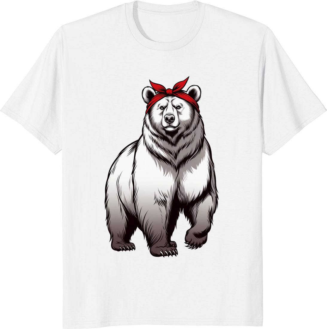 Funny bear mom t-shirt with bandana graphic - white