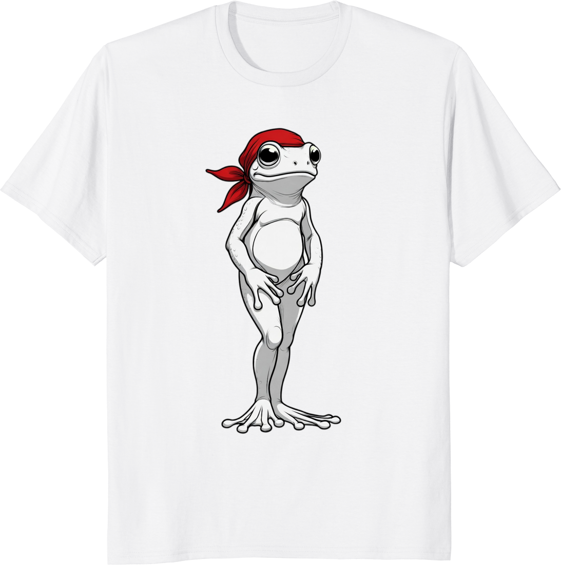 Frog Mom t-shirt with red bow bandana design - white