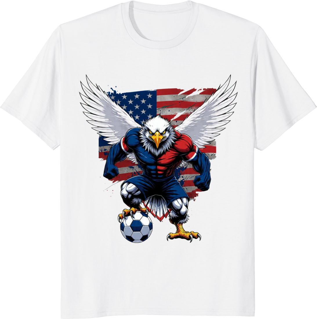 American soccer vintage eagle graphic on a standard T‑shirt - white