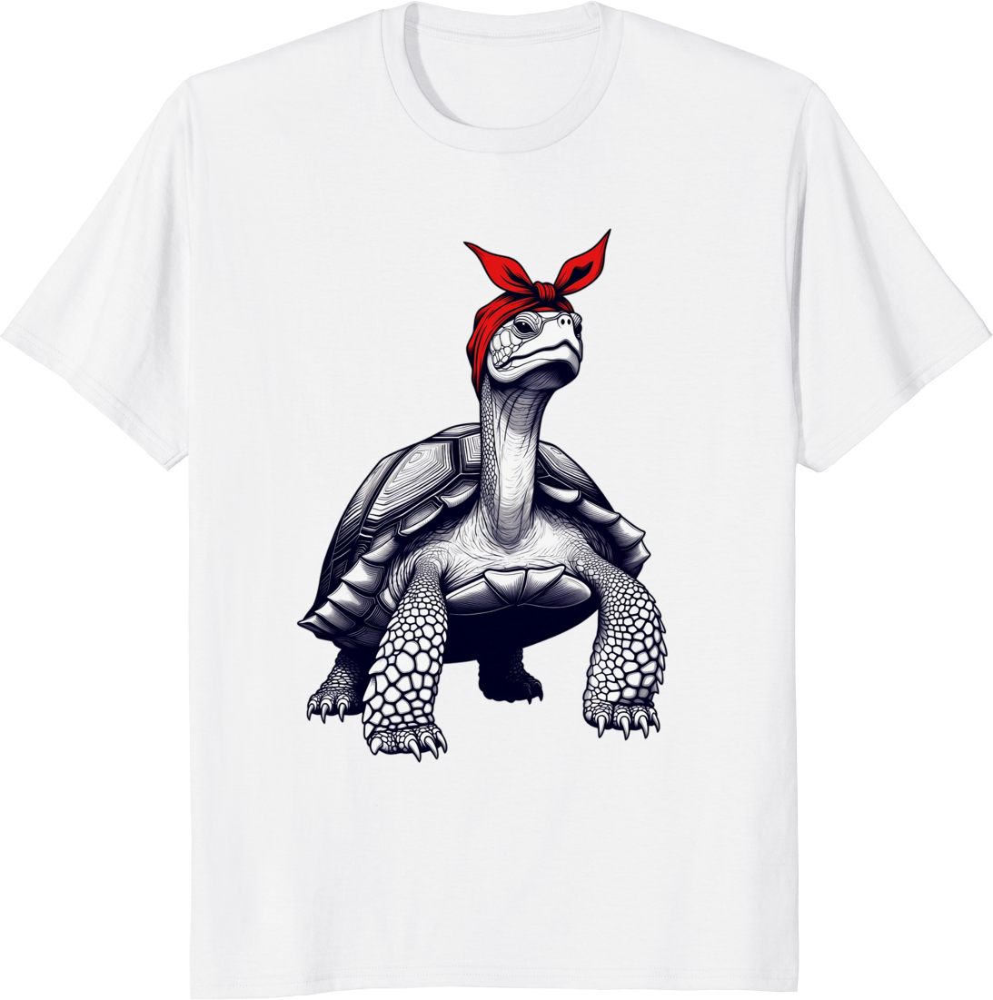Funny turtle mom t-shirt with red bow bandana design - white