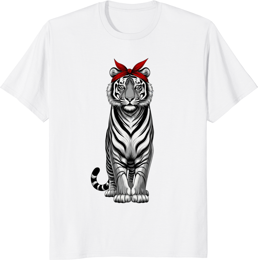 Vintage tiger mom tee with bow bandana graphic on a t-shirt - white